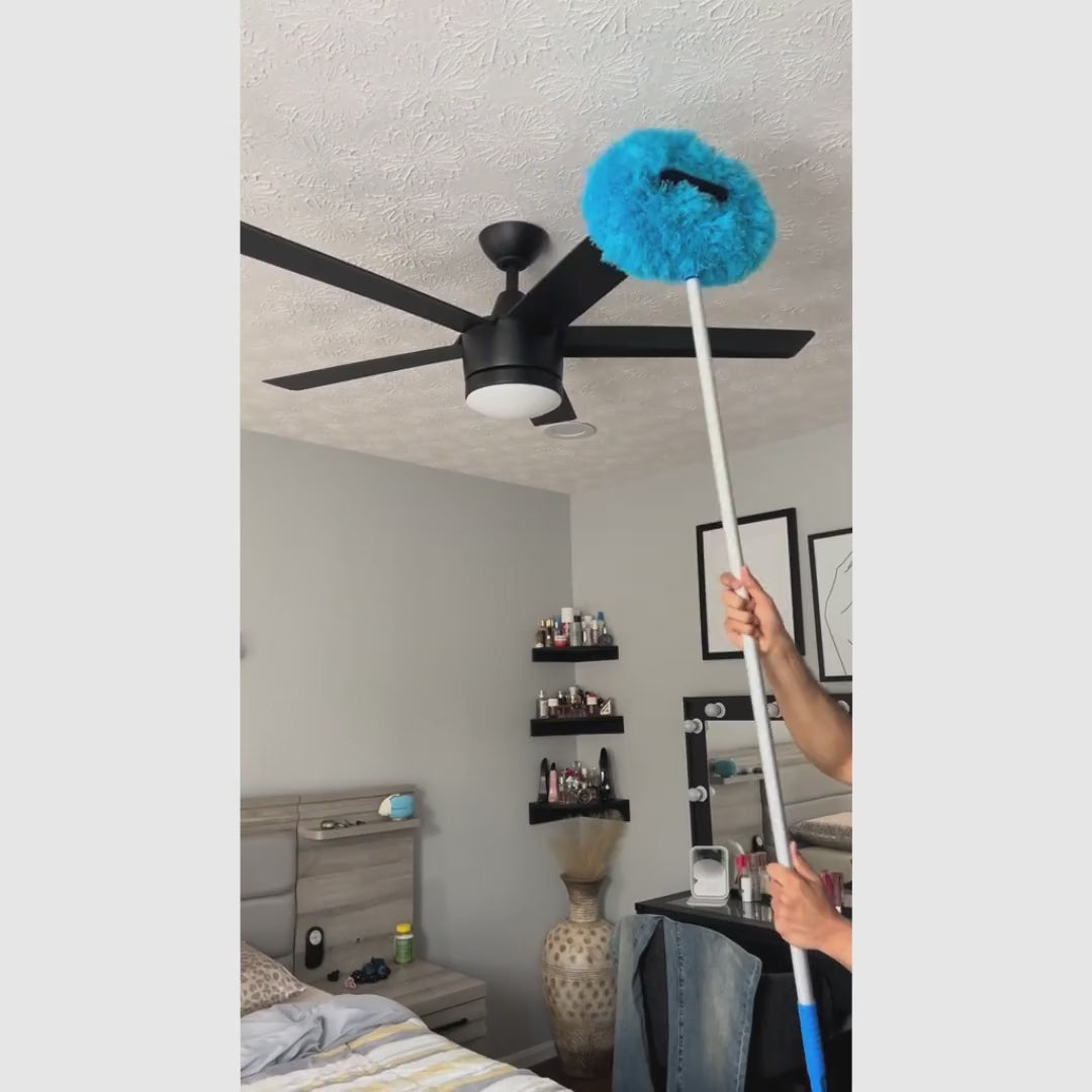 Espanador de microfibra extensível para ventilador de teto, cabo longo reutilizável para limpar paredes, cantos e áreas altas no dia a dia