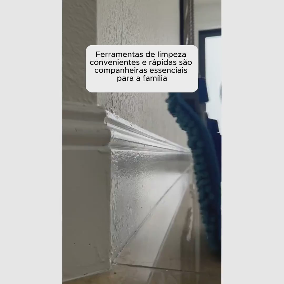 Mop para rodapés com cabo extensível de 178 cm e refis de microfibra laváveis para limpar pisos e cantos sem se abaixar
