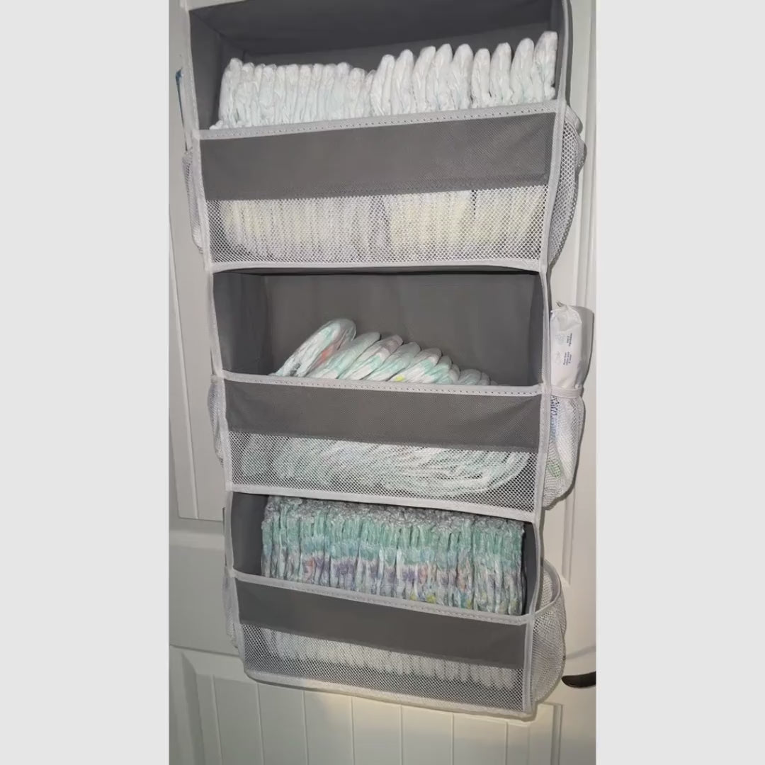 Organizador de porta suspenso 5 níveis com 10 bolsos grandes e design anti-inclinação para quarto, banheiro e dormitório