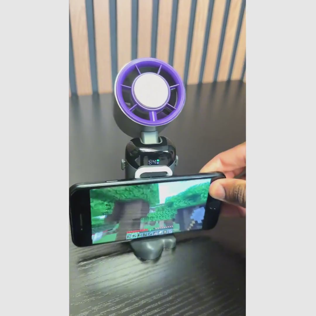 Ventilador portátil turbo 4 em 1 com 200 velocidades, display LED e bateria 3600 mAh para viagem, mesa e pescoço