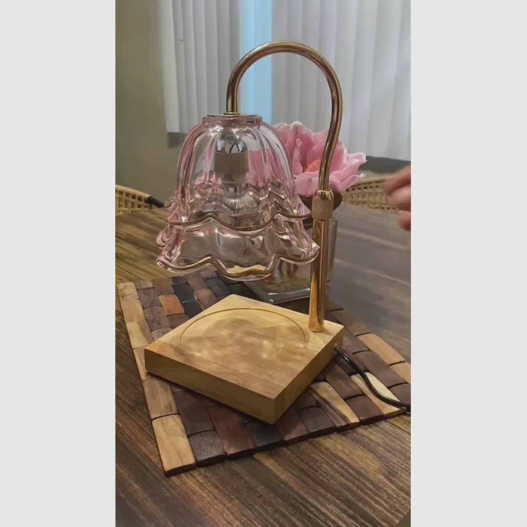Luminária para derreter vela aromática com design lírio-do-vale, 2 lâmpadas e regulagem de altura para presentear em aniversários, Natal e Dia das Mães