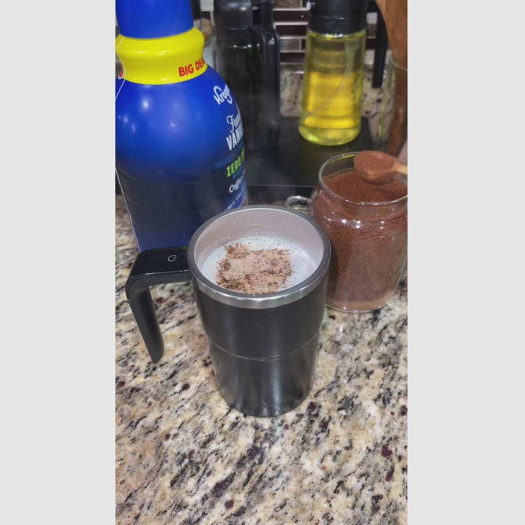 Caneca Elétrica Misturadora Automática Recarregável com Agitação Magnética, Display LCD, Mistura Uniforme e Uso Diário Prático