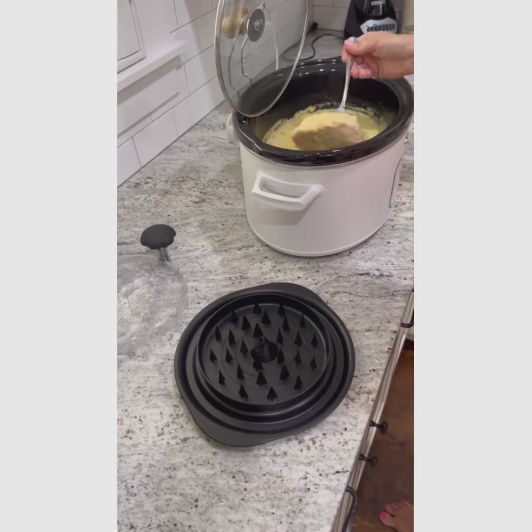 Desfiador Grande de Carne em Aço Inoxidável, com Tampa Visível e Alça Ergonômica, Perfeito para Frango e Bovina incredivelmente rápido