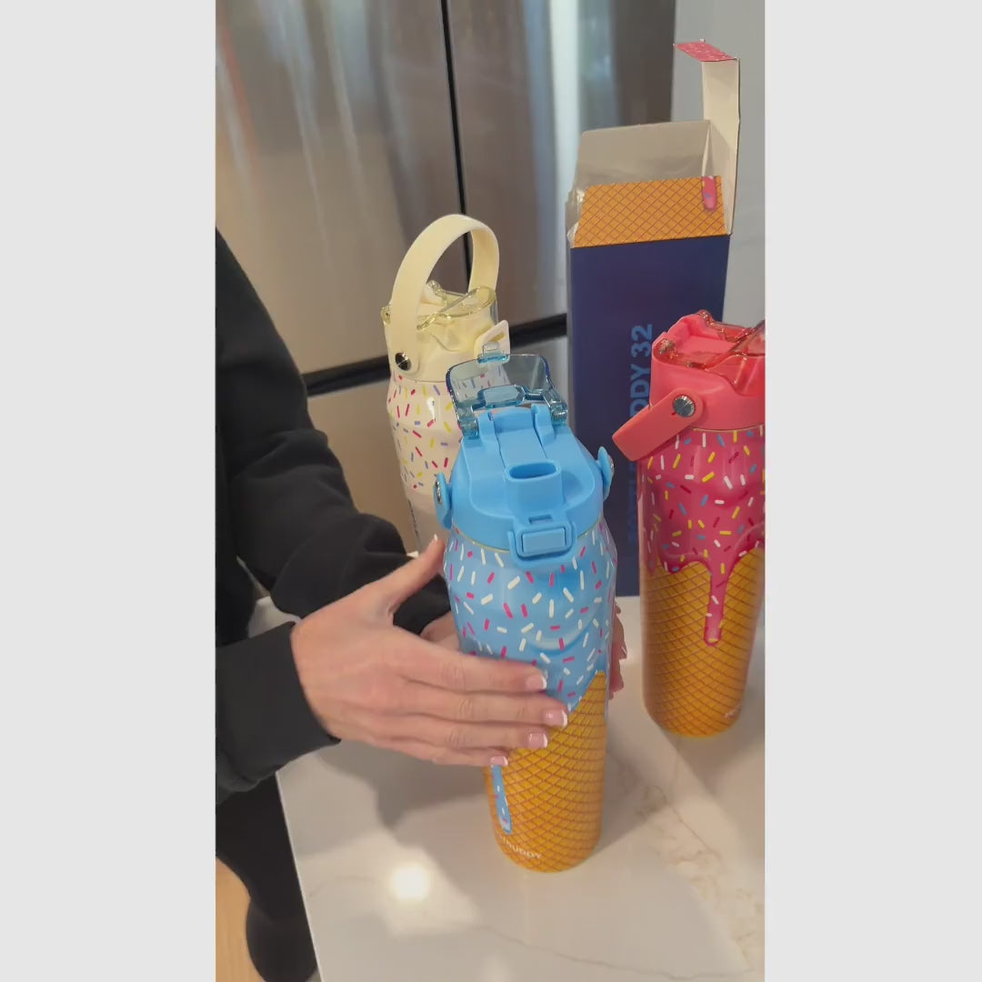 Garrafa de água inox 946 ml parede dupla com canudo e bocal para hidratação sem vazamentos na academia e no dia a dia