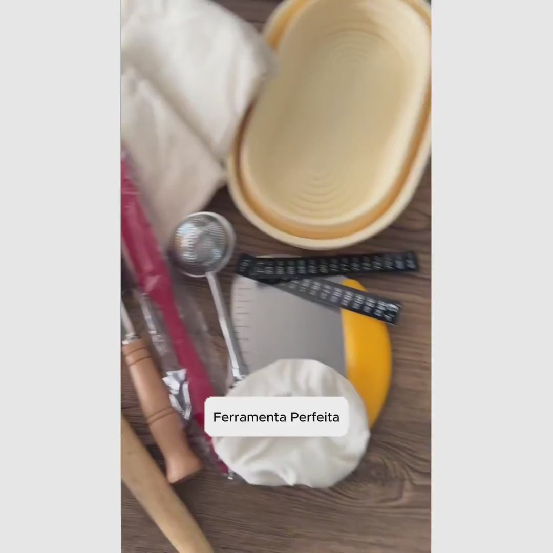 Kit completo para pão de fermentação natural com pote de vidro 1 L, cestos de silicone e acessórios para iniciantes