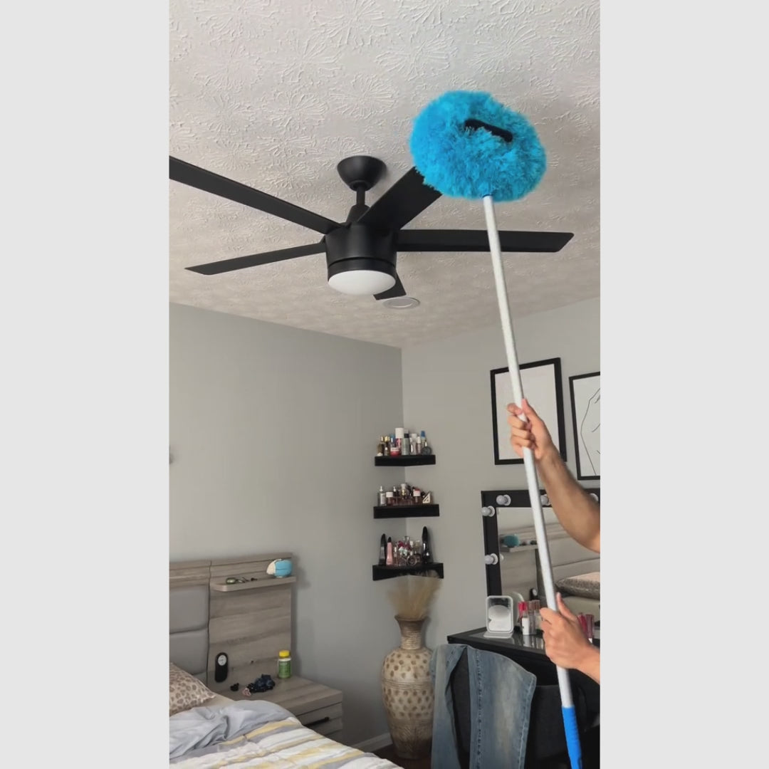 Pano de Limpeza Extensível com Cabo Longo para Ventiladores de Teto, Retém Poeira, Reutilizável e Lavável à Máquina alcance seguro