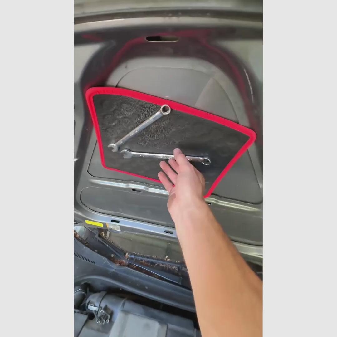 Kit com 3 tapetes magnéticos flexíveis em PVC antiderrapante para organizar ferramentas, parafusos e porcas na oficina e garagem
