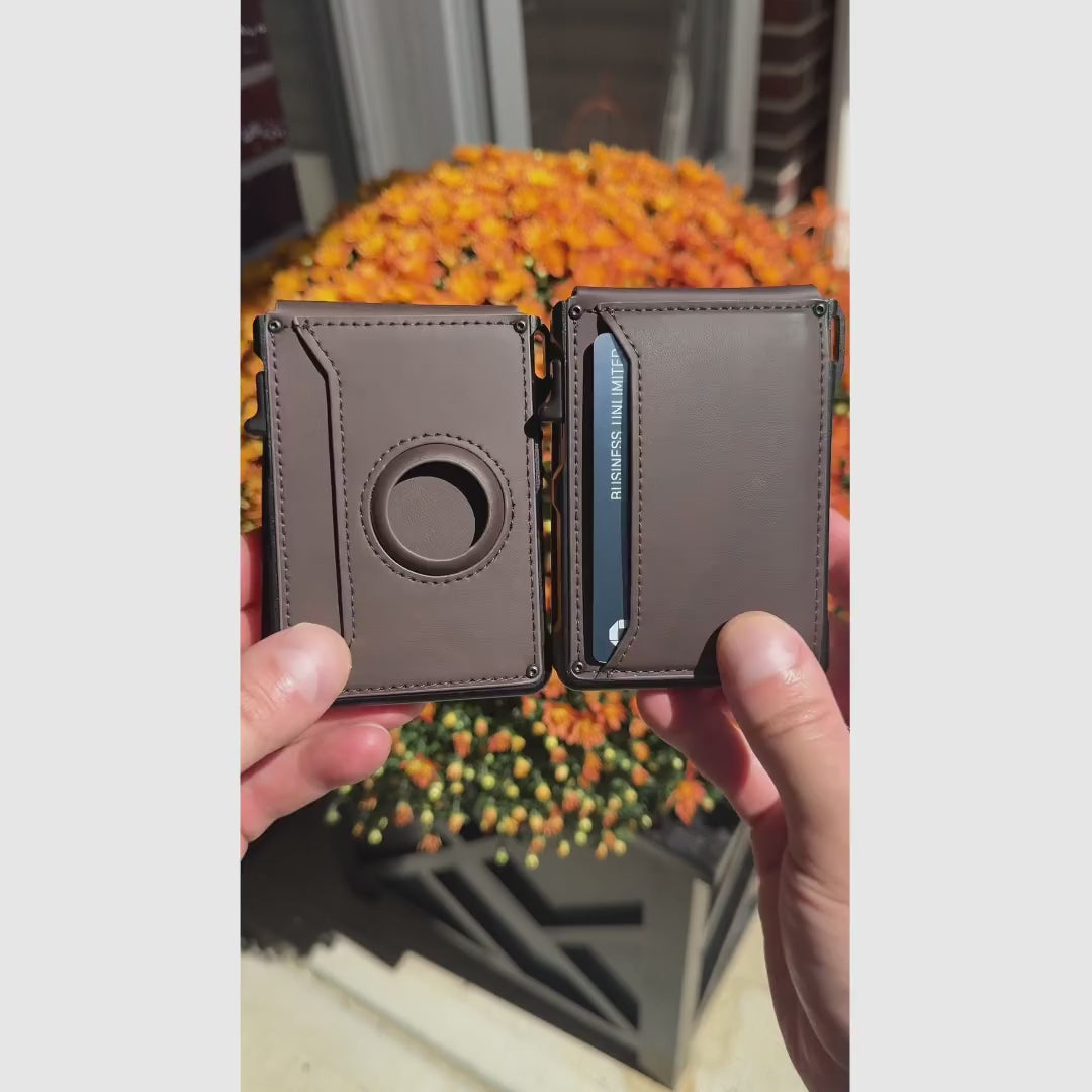Carteira masculina slim com bloqueio RFID, porta-cartões pop-up e clipe de dinheiro para uso diário no bolso com janela para documento