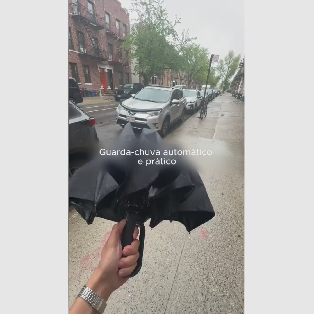 Guarda-chuva dobrável automático com 10 varetas, resistente ao vento e à chuva, com alça para levar na bolsa todos os dias