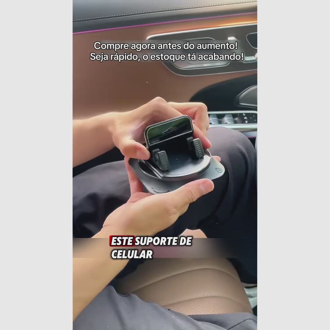 Suporte veicular para celular com rotação 360° e ventosa estável para navegação no painel, uso com uma mão em iPhone e Android