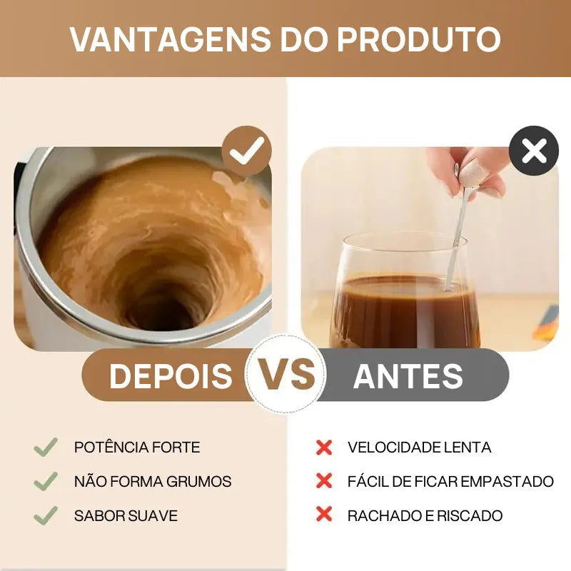 Caneca Elétrica Misturadora Automática Recarregável com Agitação Magnética, Display LCD, Mistura Uniforme e Uso Diário Prático