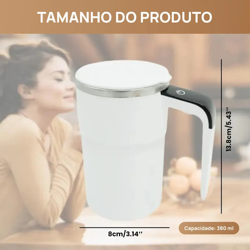 Caneca Elétrica Misturadora Automática Recarregável com Agitação Magnética, Display LCD, Mistura Uniforme e Uso Diário Prático