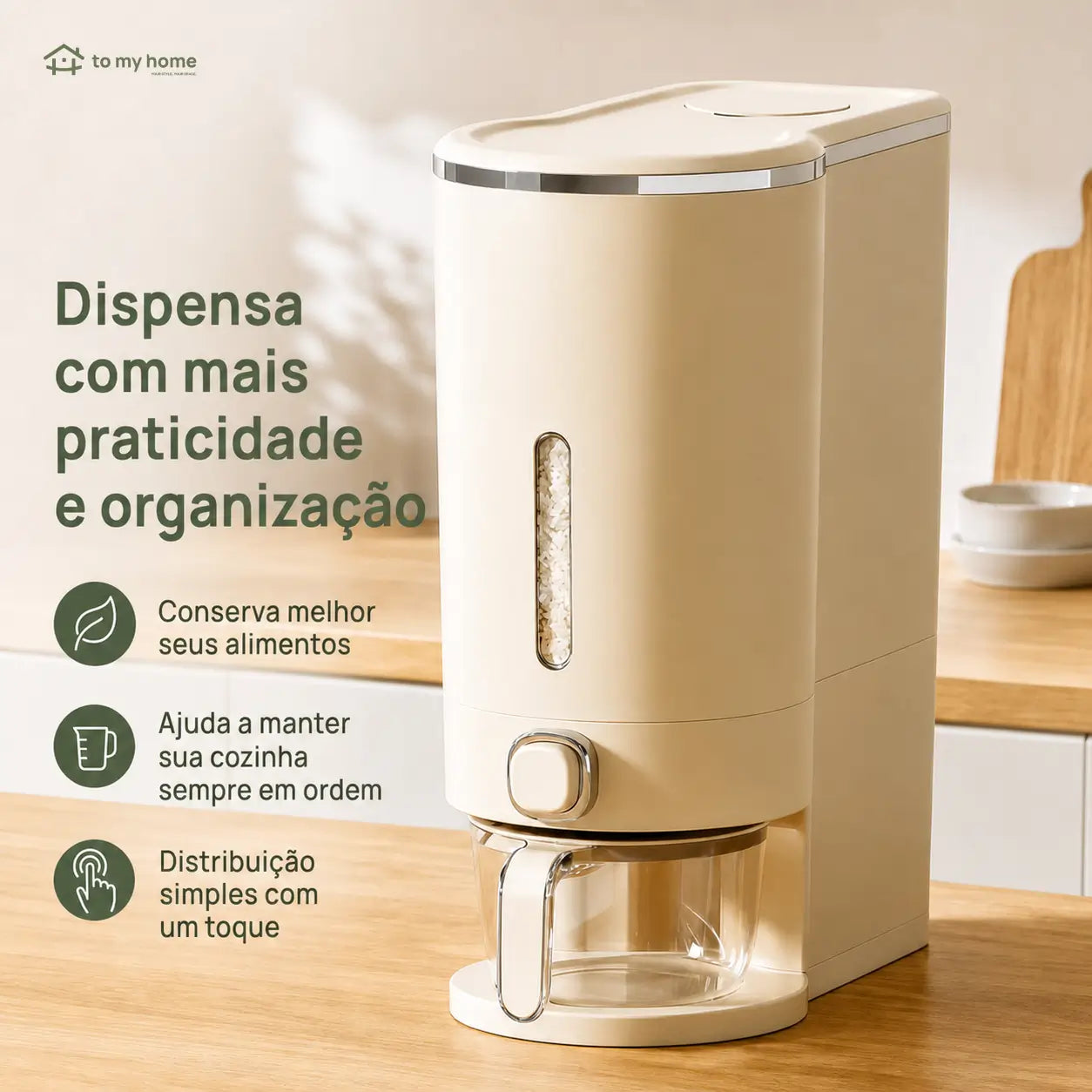 Dispenser hermético para arroz 10 kg com copo medidor, proteção contra insetos para grãos, cereais e ração na cozinha e despensa