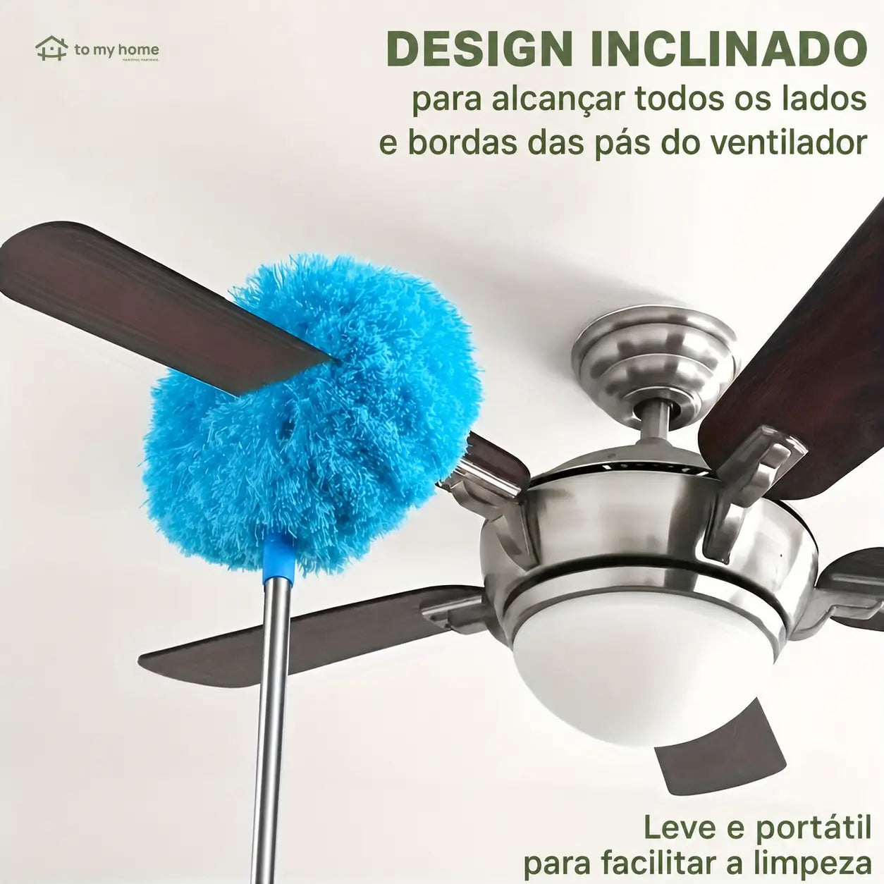 Espanador de microfibra extensível para ventilador de teto, cabo longo reutilizável para limpar paredes, cantos e áreas altas no dia a dia