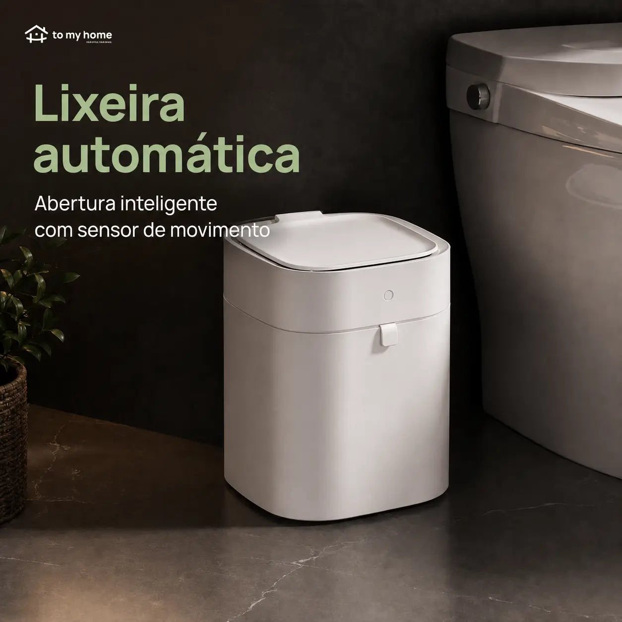 Lixeira automática 13,5 L com sensor infravermelho, vedação térmica e troca de saco para banheiro, cozinha e quarto, uso higiênico diário