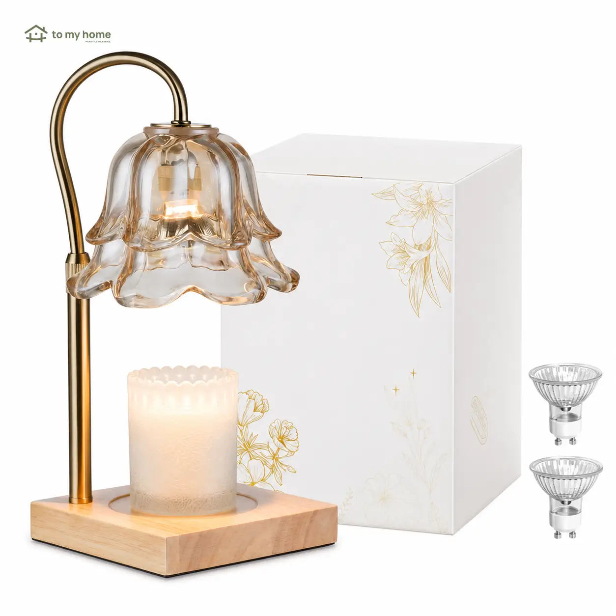Luminária para derreter vela aromática com design lírio-do-vale, 2 lâmpadas e regulagem de altura para presentear em aniversários, Natal e Dia das Mães
