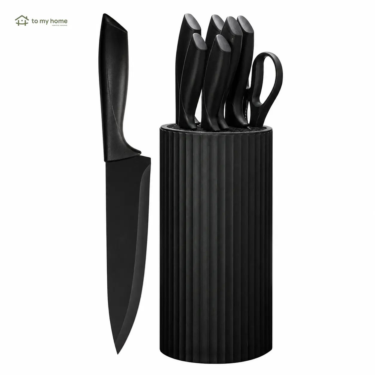 Jogo de facas de cozinha 8 peças com bloco universal, lâminas antiaderentes e resistentes à ferrugem para preparo diário em casa
