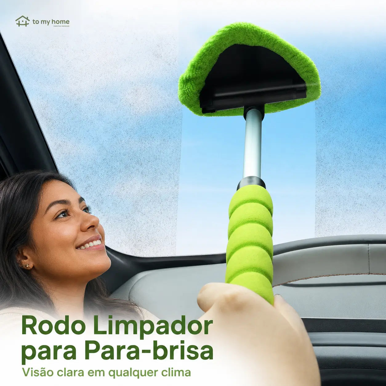 Rodo limpador de para-brisa em microfibra reutilizável com cabo de alumínio para carros, SUVs, caminhões e motorhomes, limpeza interna e externa