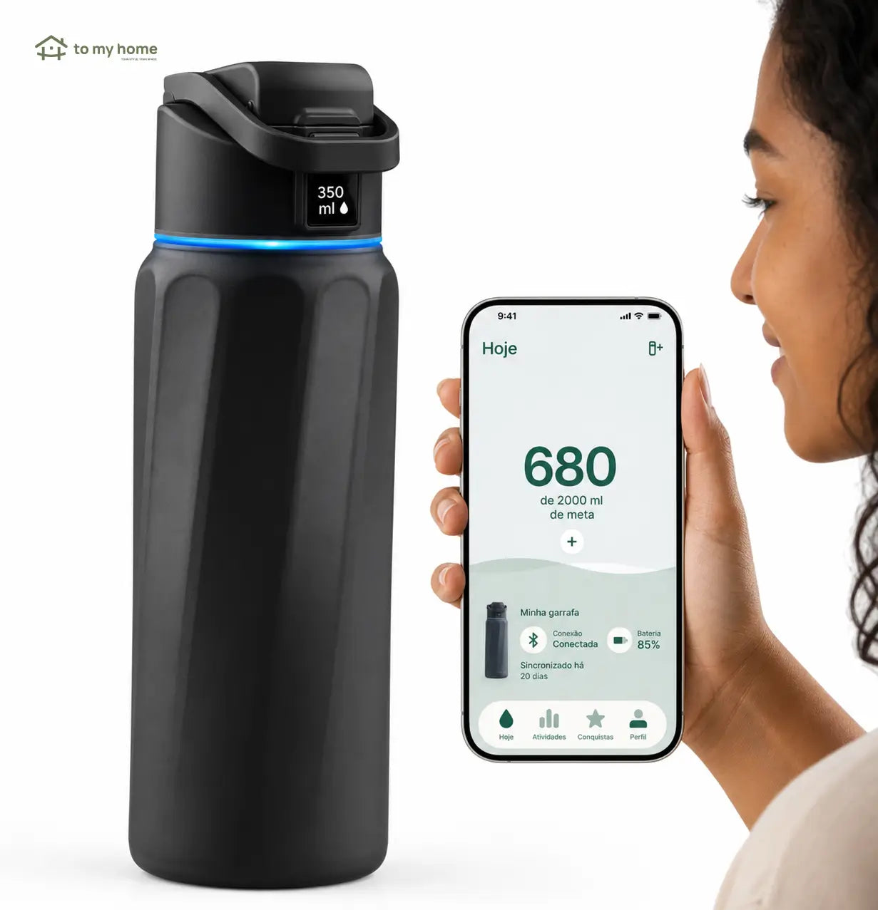 Garrafa térmica inteligente em aço inox com app, LED e lembrete de hidratação para academia, viagem e rotina diária sem vazamentos