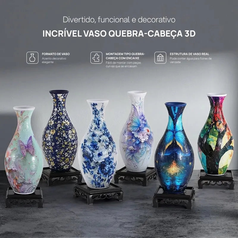 Vaso Decorativo Quebra-Cabeça 3D para Flores, Arranjos Criativos, Design Artístico Moderno e Decoração Sofisticada de Casa