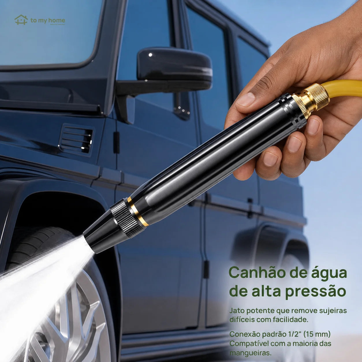 Pistola de água alta pressão com bico ajustável para lavar carro, quintal, plantas e limpeza doméstica com praticidade no dia a dia