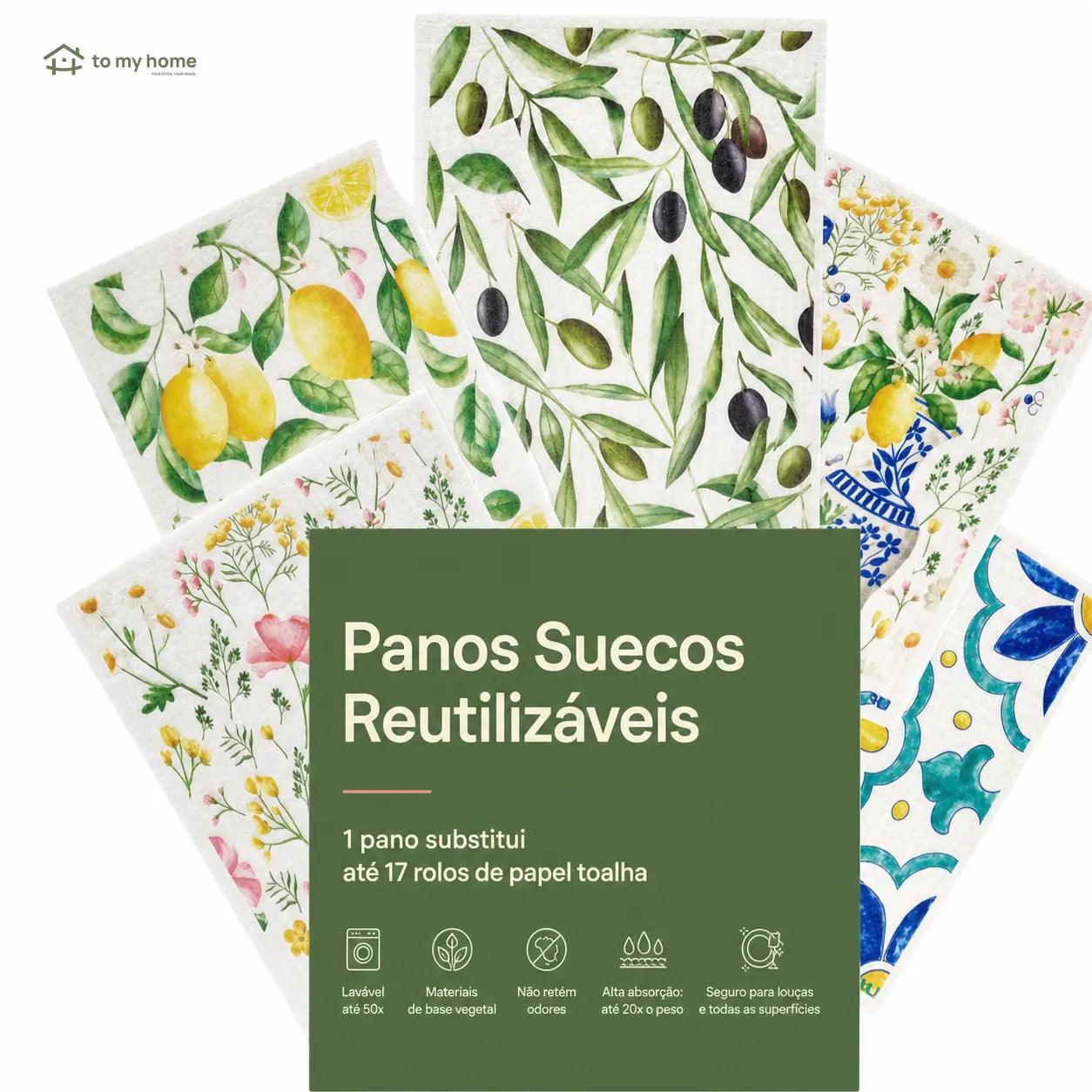 Panos de prato suecos reutilizáveis com alta absorção para cozinha, pia, bancadas e limpeza diária sem riscar superfícies em toda a casa