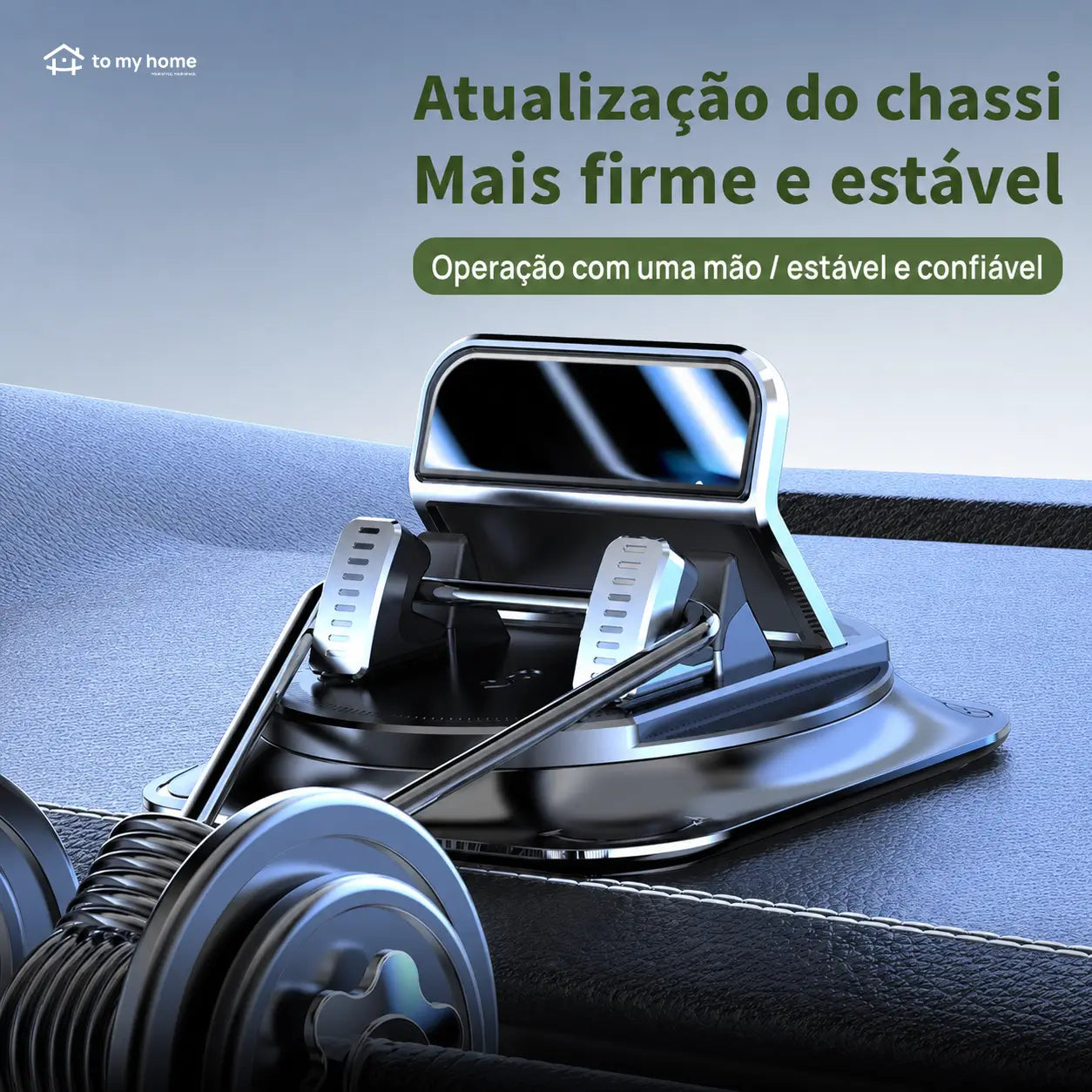 Suporte veicular para celular com rotação 360° e ventosa estável para navegação no painel, uso com uma mão em iPhone e Android