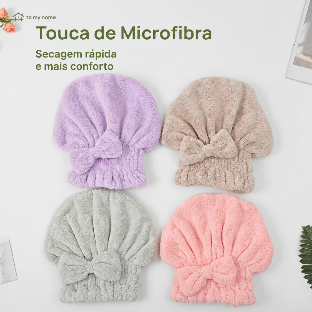 Conjunto de toucas toalha ultra-absorventes com laço decorativo, ajuste elástico e toque macio para pós-banho, maquiagem em casa ou viagem