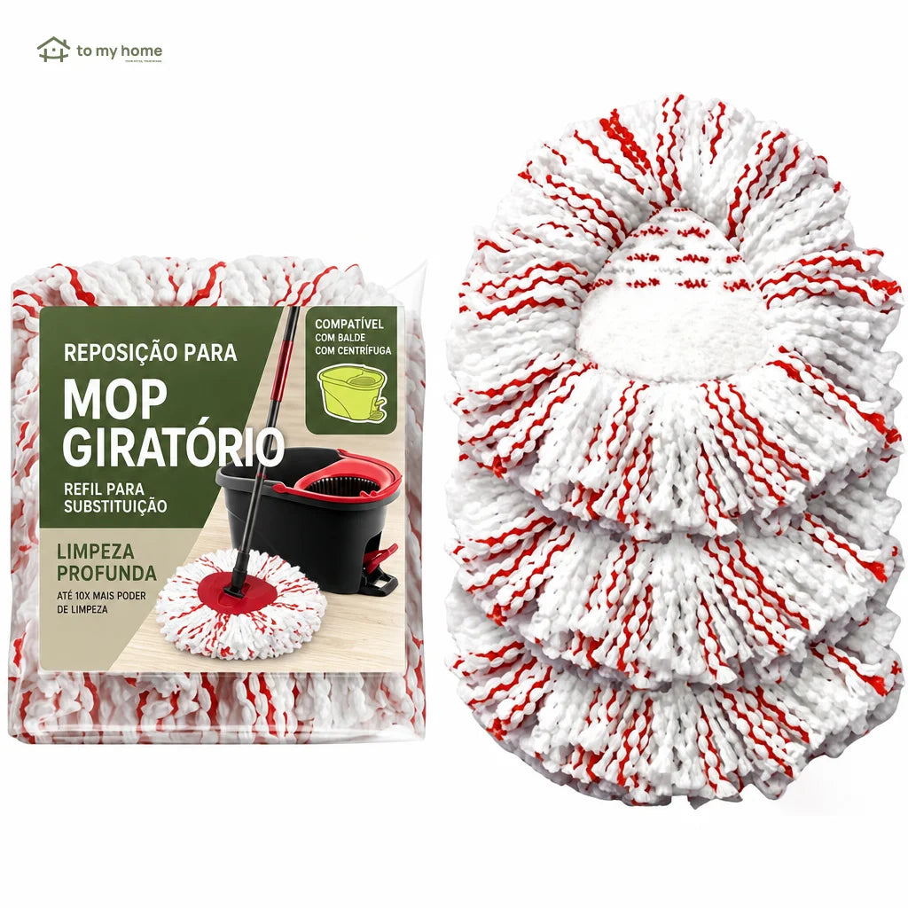 Kit com 3 refis para mop giratório em microfibra 2 em 1, lavagem profunda para pisos, vidros e cantos reutilizáveis