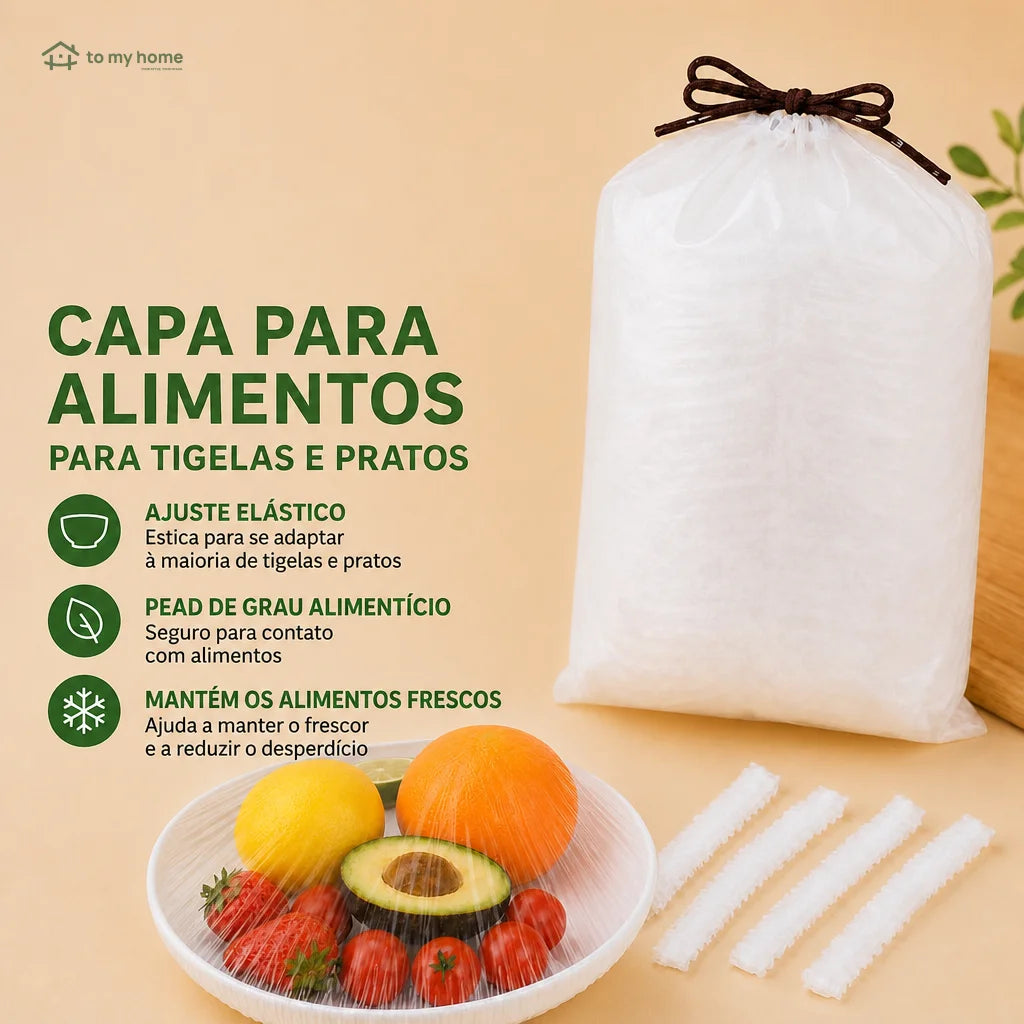 Capas elásticas reutilizáveis para tigelas e pratos, sem filme plástico