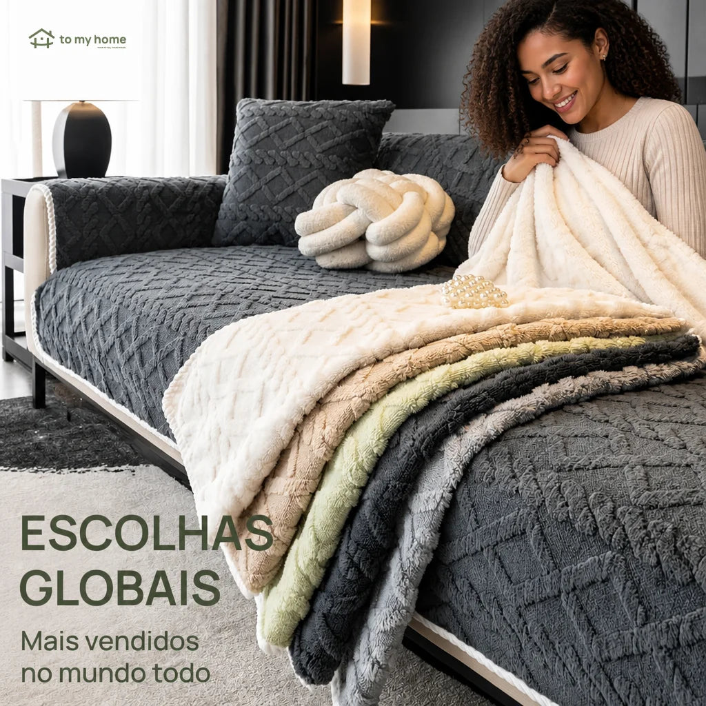 Protetor de sofá em veludo macio antiderrapante com matelassê moderno, capa lavável para sala, quarto e casas com pets