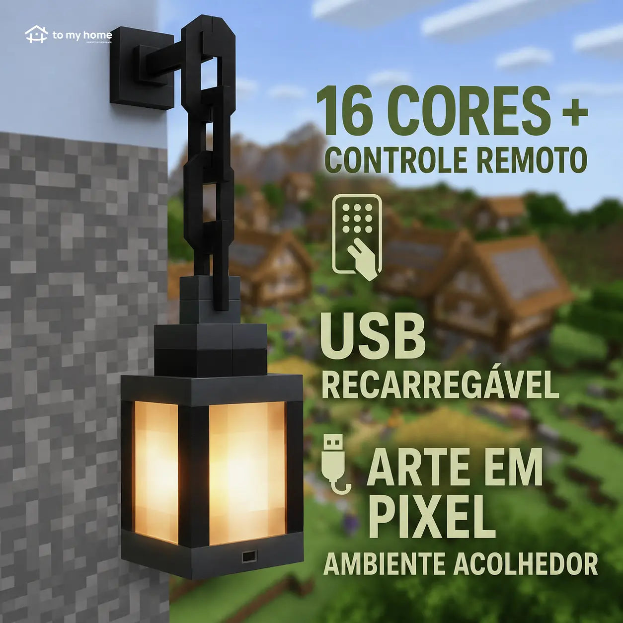 Luminária pixel gamer RGB recarregável USB-C com controle remoto para quarto, setup, festas e decoração criativa na mesa ou parede