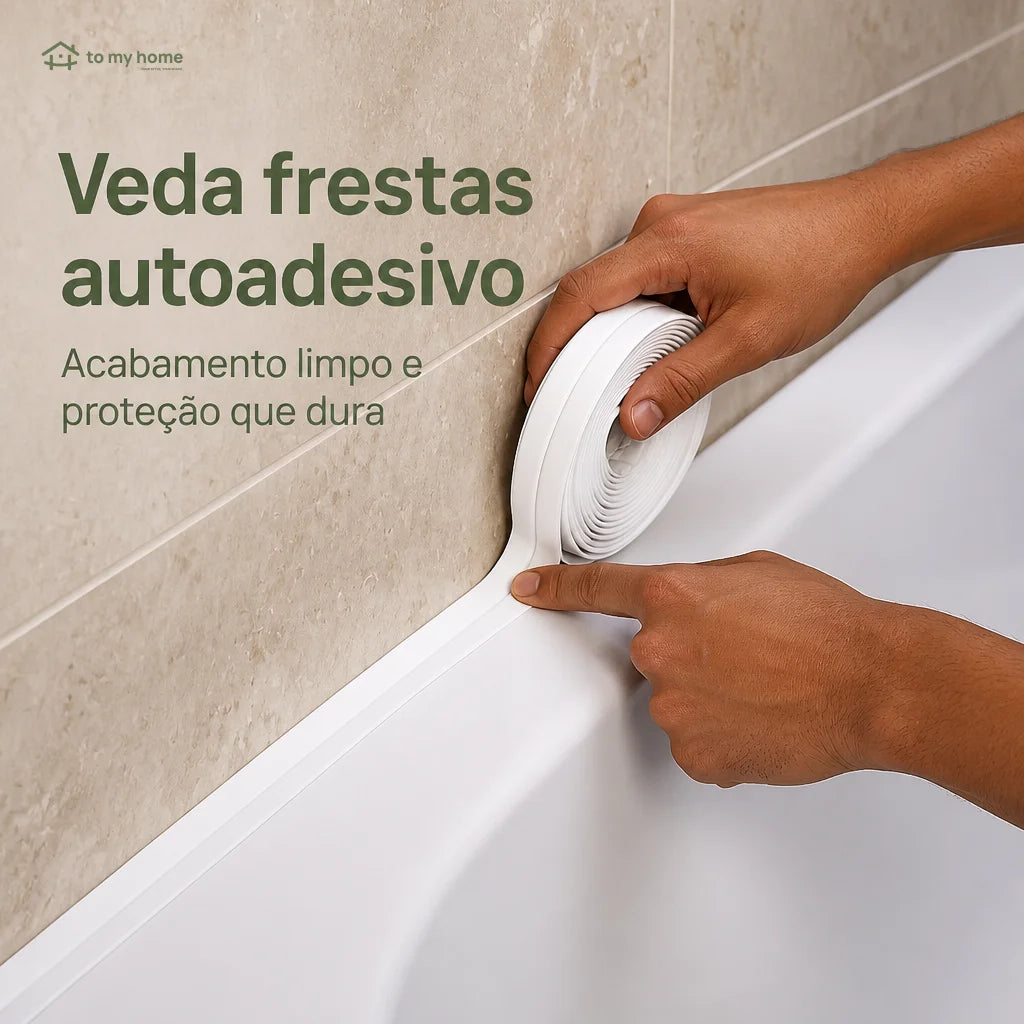 Fita veda fresta autoadesiva impermeável 35 mm x 5 m para pia e banheiro