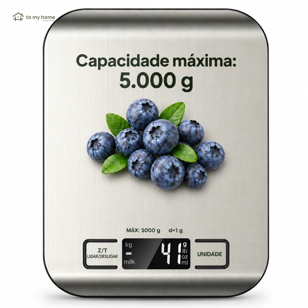Balança digital de cozinha com tara e precisão de 1 g