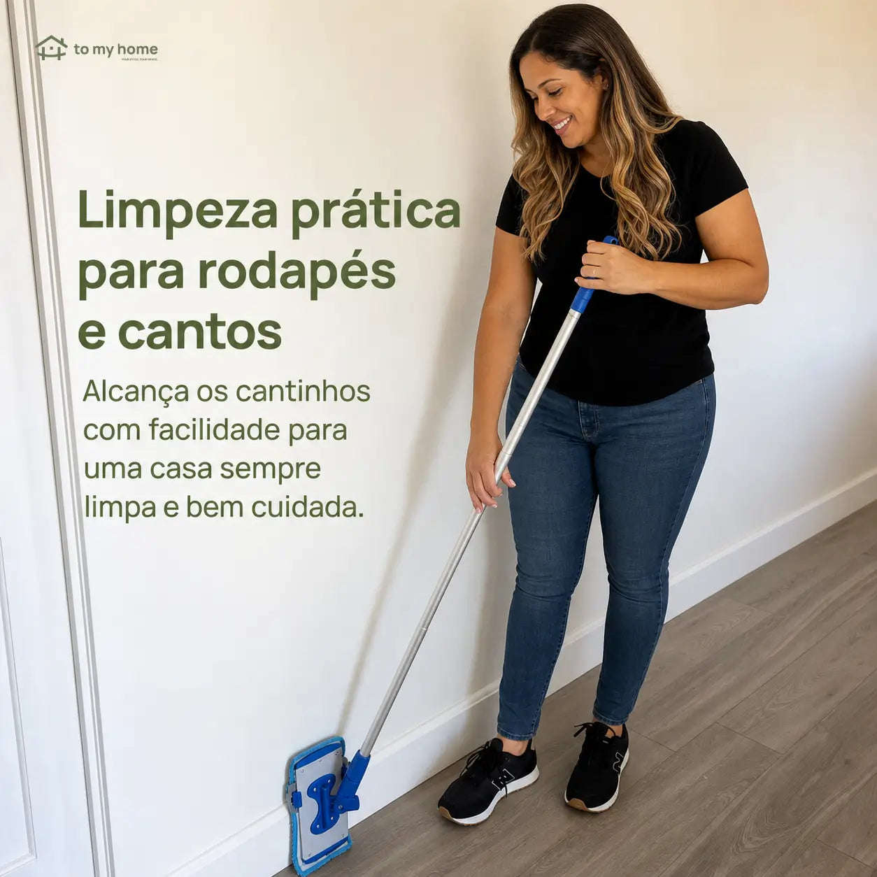 Mop para rodapés com cabo extensível de 178 cm e refis de microfibra laváveis para limpar pisos e cantos sem se abaixar
