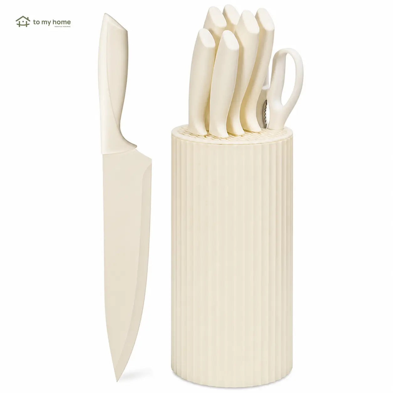 Jogo de facas de cozinha 8 peças com bloco universal, lâminas antiaderentes e resistentes à ferrugem para preparo diário em casa