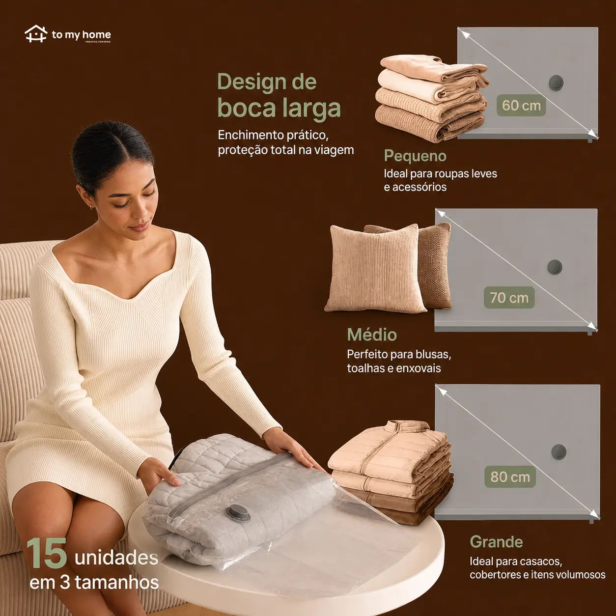 Kit de sacos a vácuo para viagem com bomba USB recarregável, economiza espaço na mala ao organizar roupas e casacos