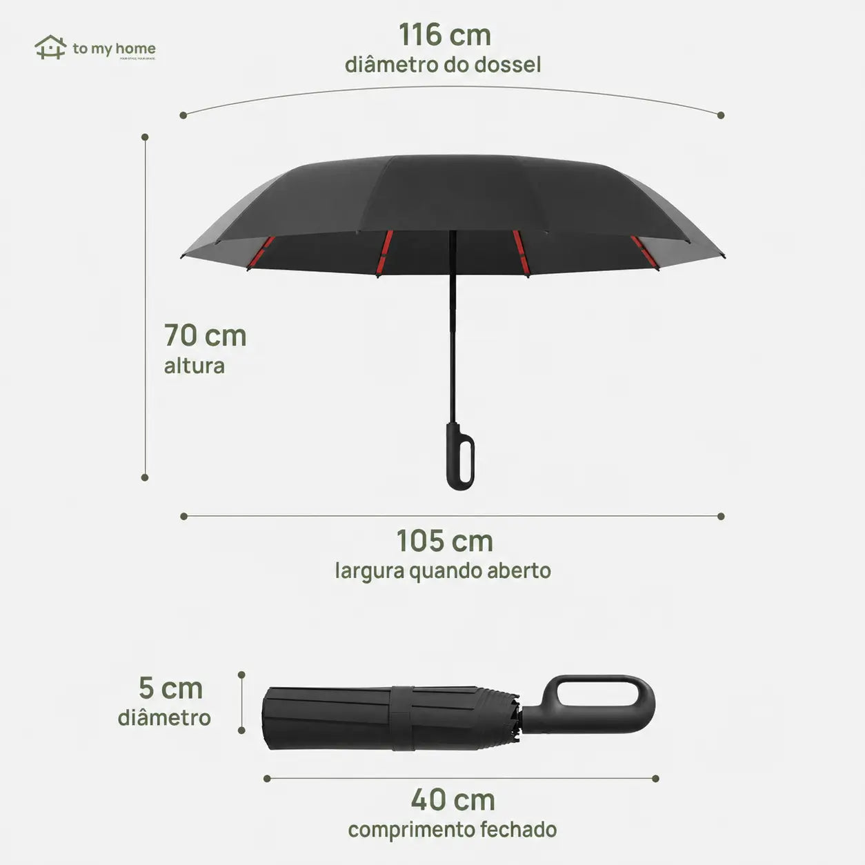 Guarda-chuva dobrável automático com 10 varetas, resistente ao vento e à chuva, com alça para levar na bolsa todos os dias
