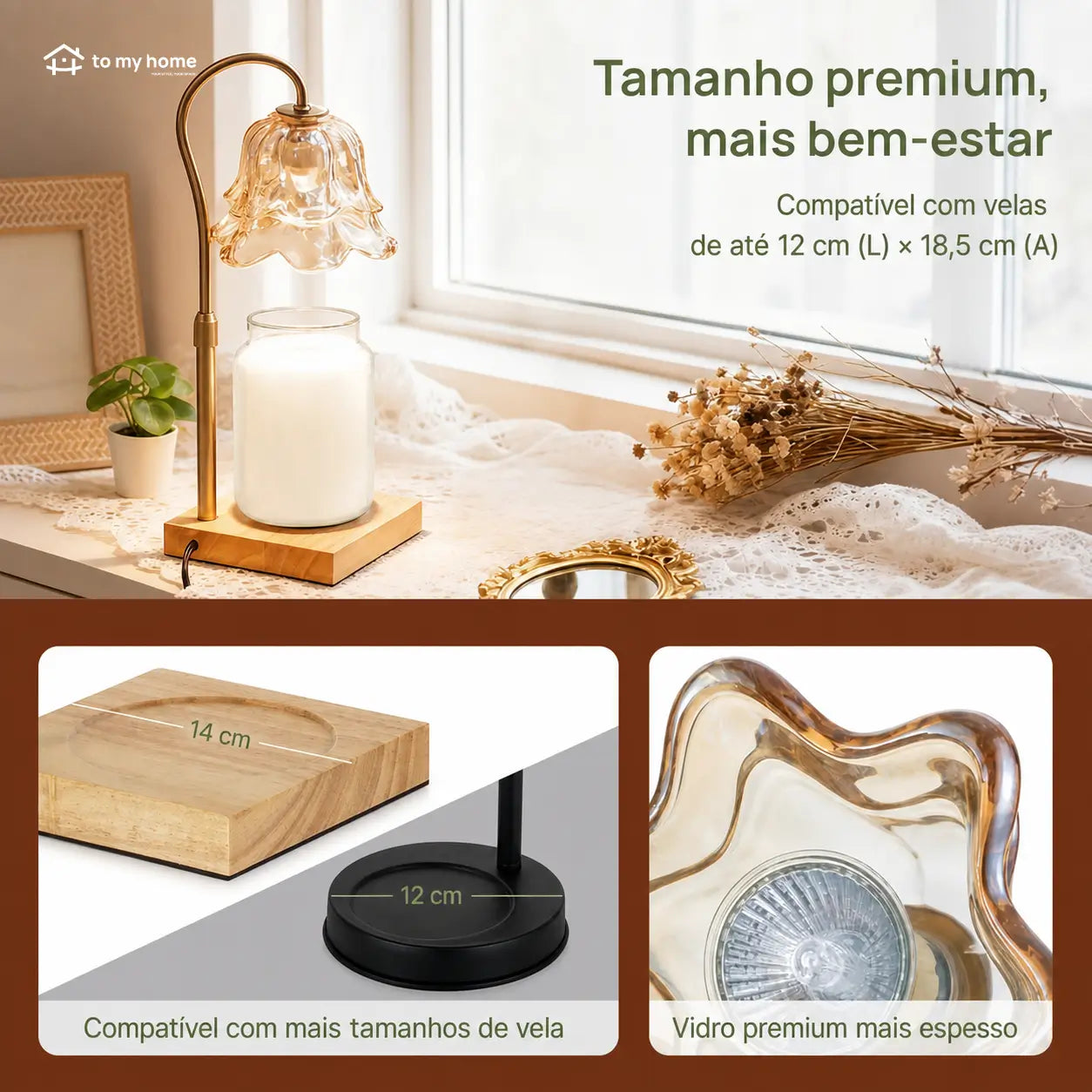 Luminária para derreter vela aromática com design lírio-do-vale, 2 lâmpadas e regulagem de altura para presentear em aniversários, Natal e Dia das Mães