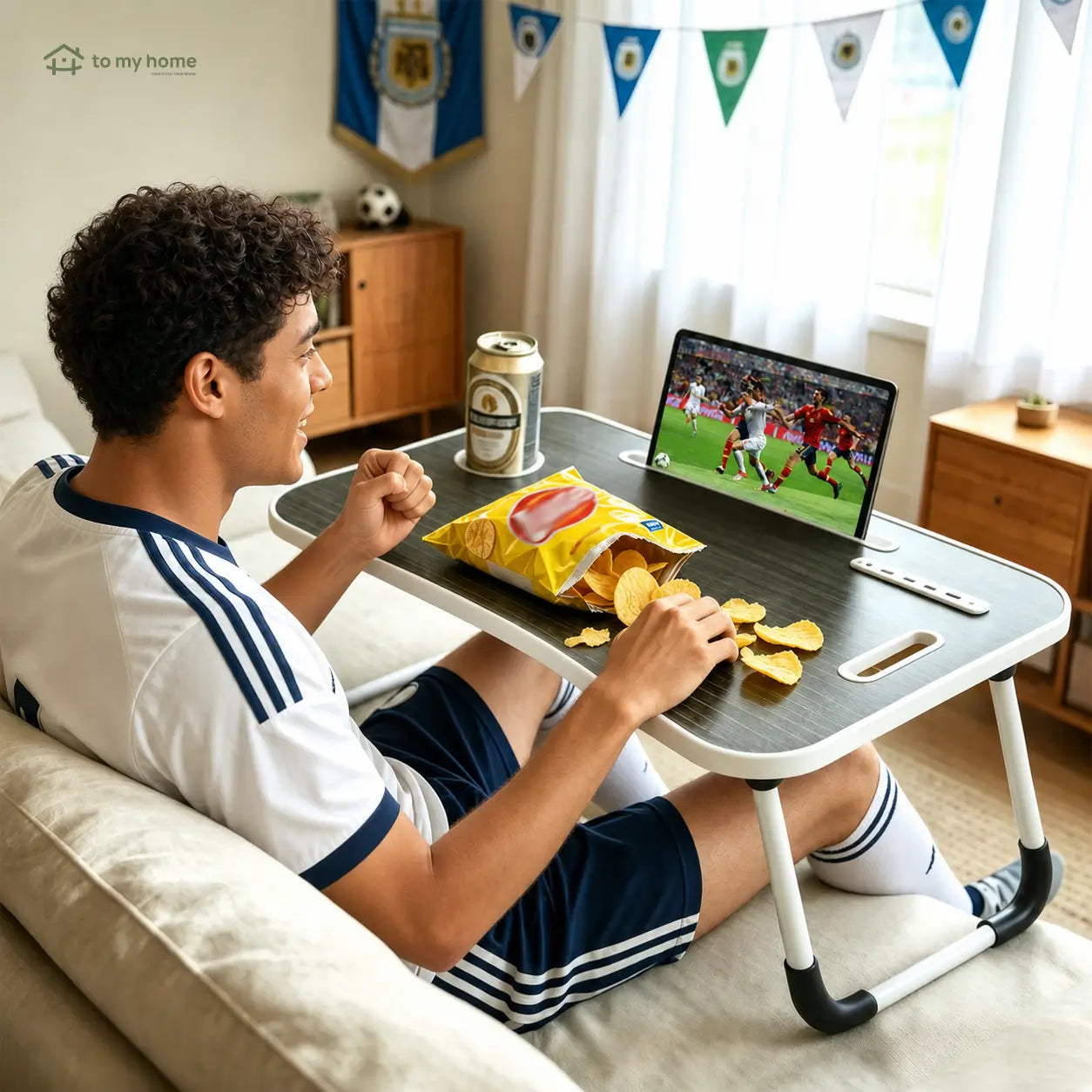 Mesa dobrável para notebook com 4 portas USB, porta-copos e gaveta para trabalhar ou estudar na cama com conforto
