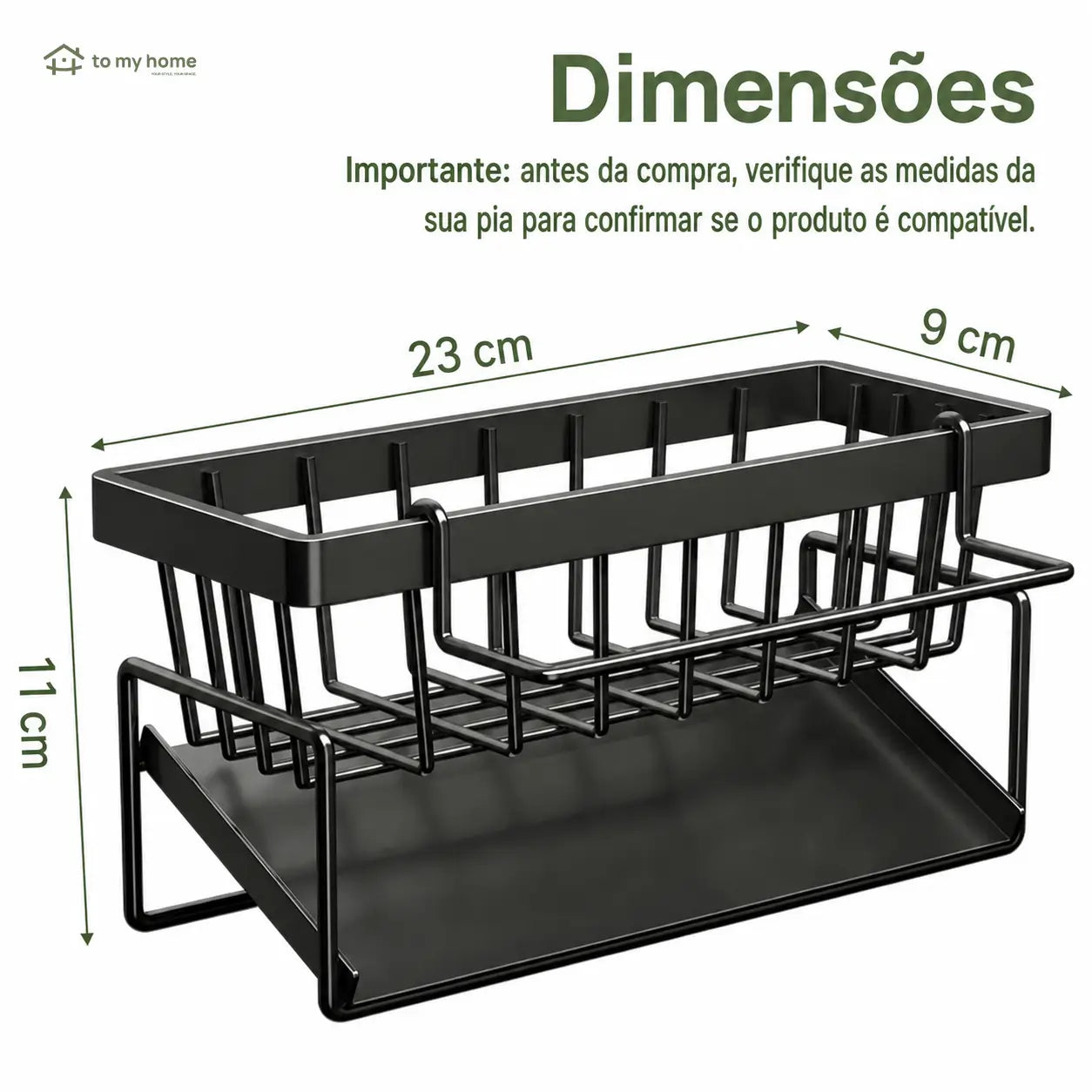 Caddy organizador de pia com porta-esponja, divisória e suporte alto para escova, ideal para cozinha compacta, bancada limpa e utensílios à mão