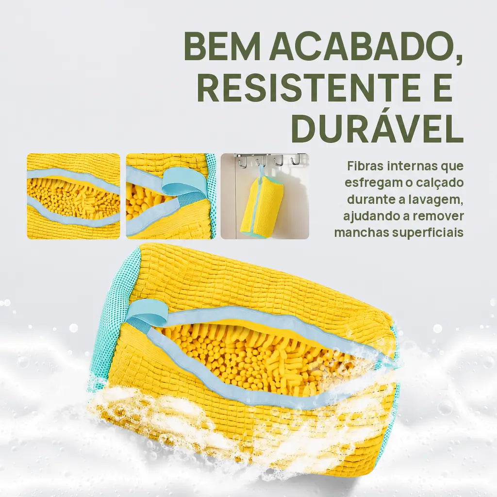 Saco protetor para lavar tênis na máquina com zíper e tela em poliéster para calçados esportivos, casuais e de lona diversos