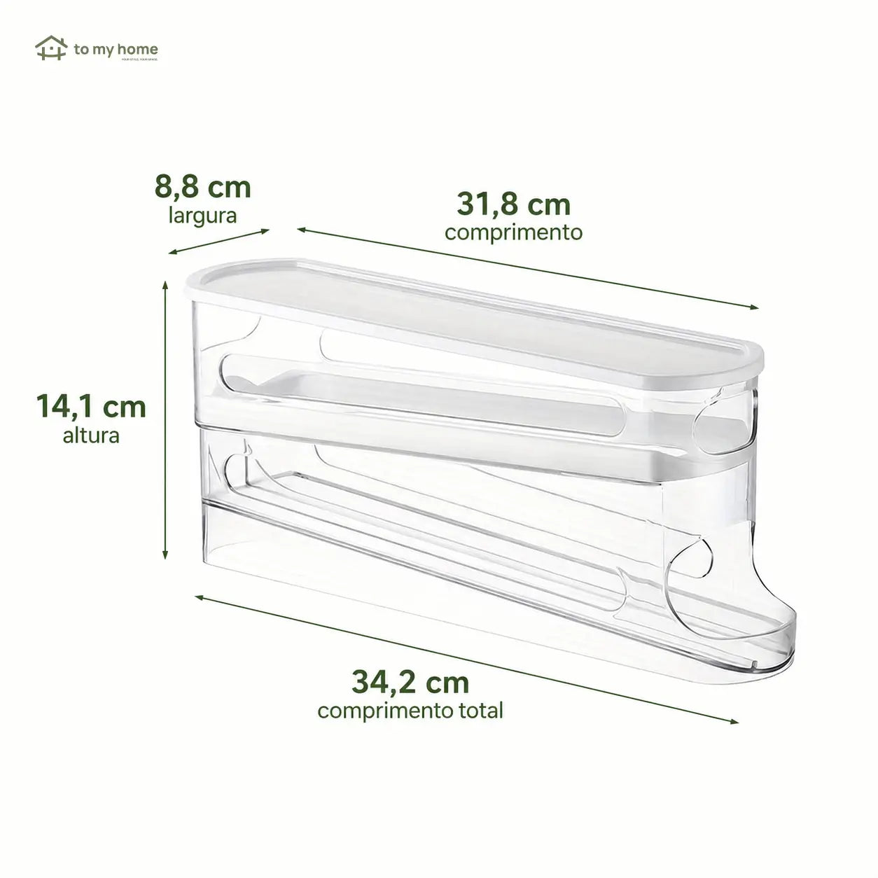Organizador de ovos transparente em plástico resistente, empilhável e compacto para geladeira, cozinha e armazenamento diário com design de rolagem prática