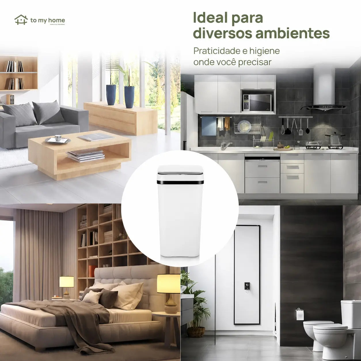 Lixeira automática 12 L sem toque com sensor infravermelho, tampa vedada e design slim para cozinha, banheiro, escritório e uso diário em casa