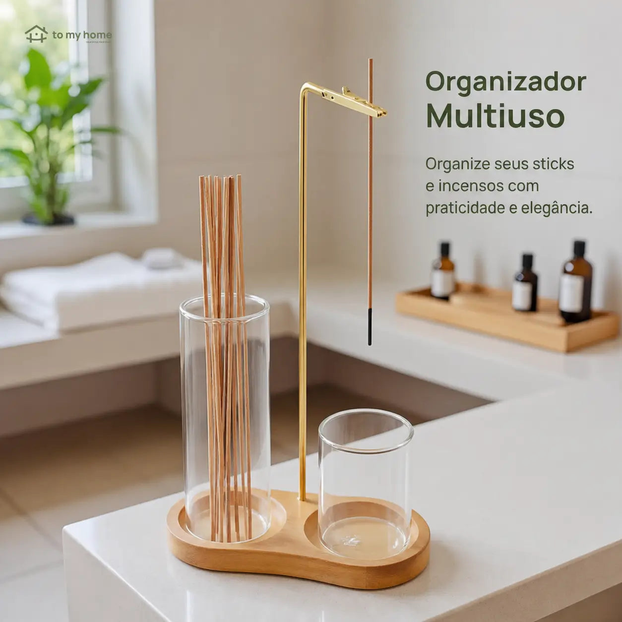 Porta-incenso minimalista com porta-vela, base de madeira resistente e coletor removível para yoga, relaxamento e decoração na sala e quarto
