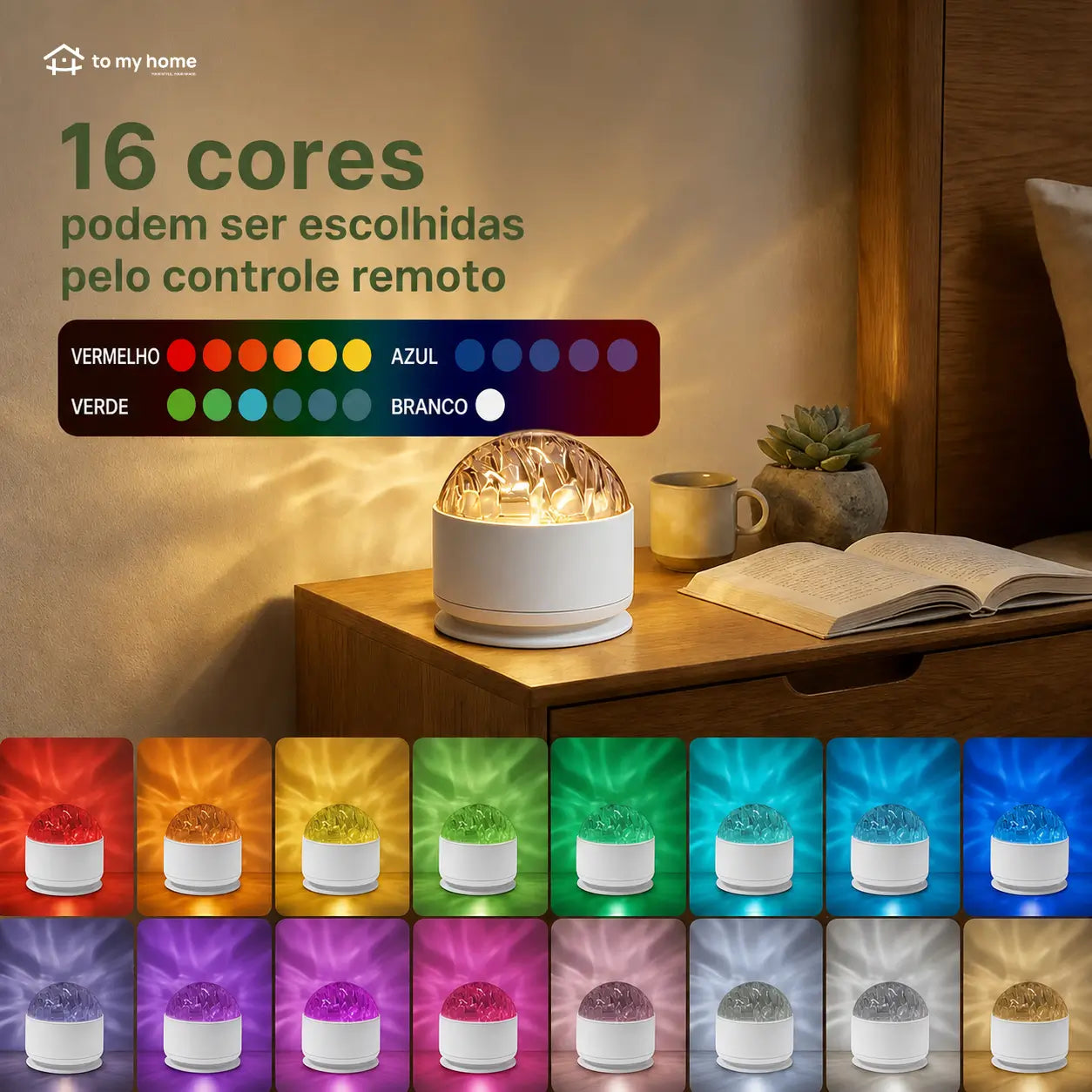 Projetor de luz oceano e aurora com 16 cores LED e controle remoto para quarto, festas e ambientes relaxantes à noite