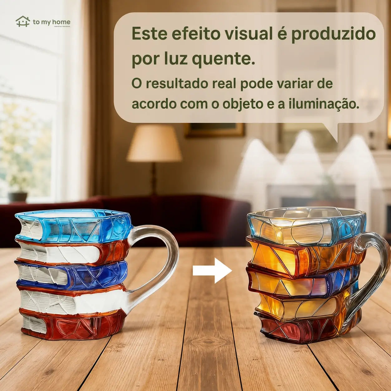 Caneca de cerâmica em formato de livros empilhados com arte 3D colorida para café, leitura e presente criativo para amantes de literatura