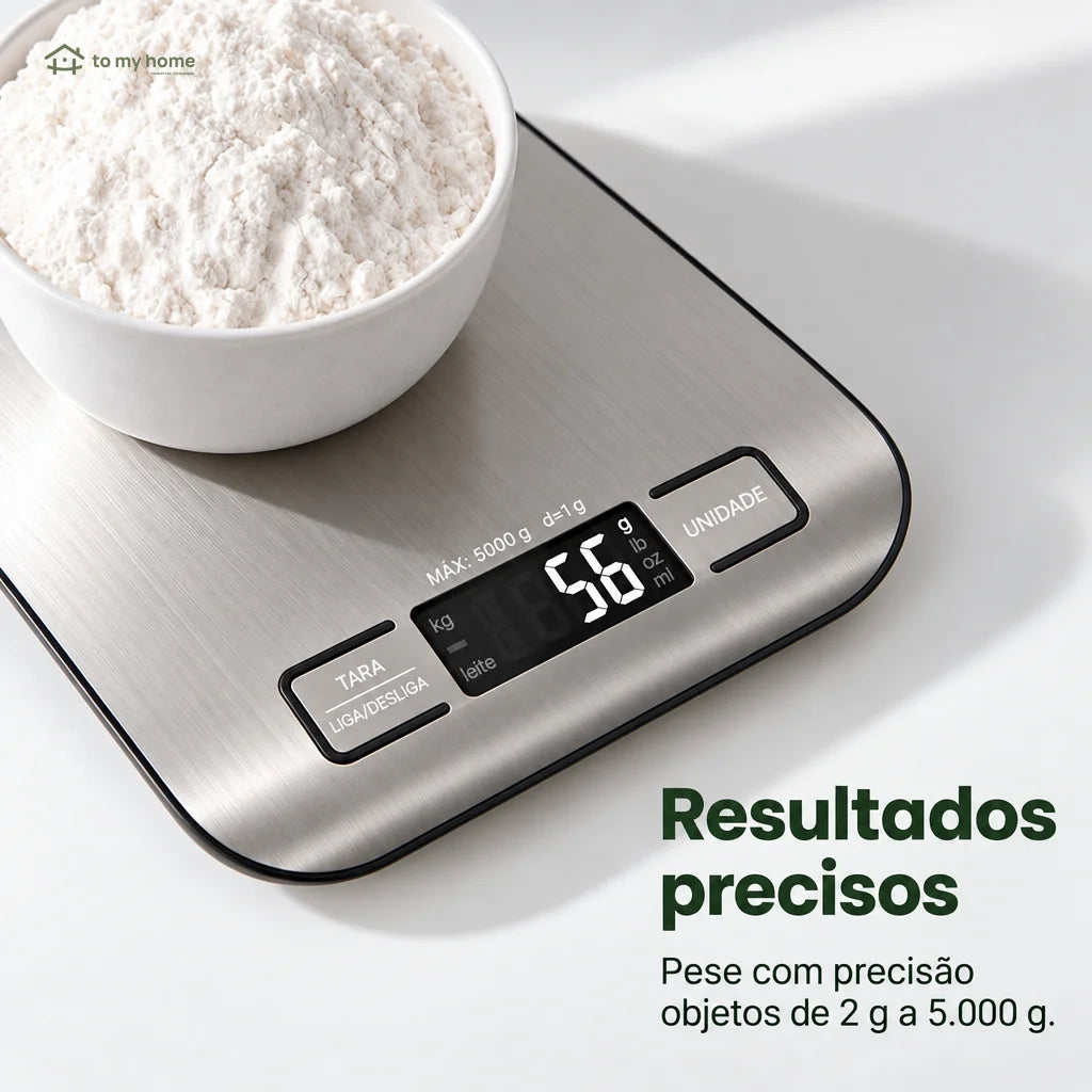 Balança digital de cozinha com tara e precisão de 1 g