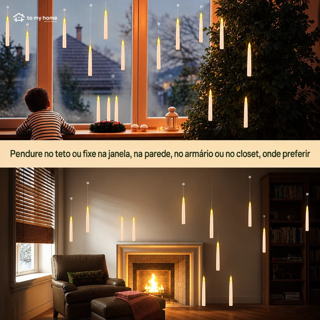 Velas flutuantes LED sem chama com controle em varinha