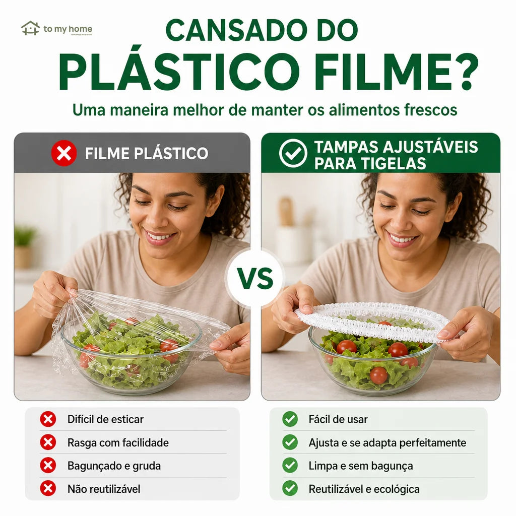 Capas elásticas reutilizáveis para tigelas e pratos, sem filme plástico